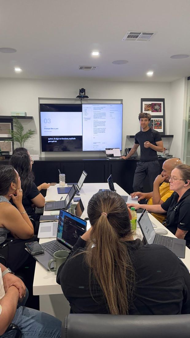 Teo presenting to a client team